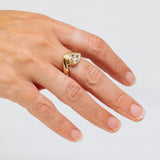 Chunky Curved Band with Floating Large Pear Engagement Ring