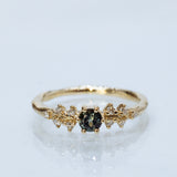 Sapphire and Zigzag White Diamond Cluster Ring