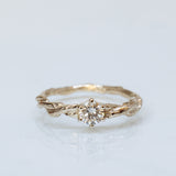 Twisted Branch Ring with White Diamond