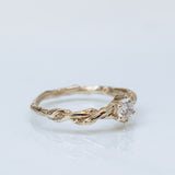Twisted Branch Ring with White Diamond