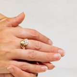 Chunky Curved Band with Floating Large Pear Engagement Ring