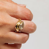 Chunky Curved Band with Floating Large Pear Engagement Ring