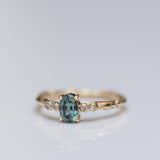 Symmetrical Branch Ring with Sapphire and Diamonds