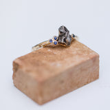 Meteorite & blue sapphire branch ring