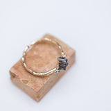 Meteorite & blue sapphire branch ring