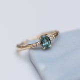 Symmetrical Branch Ring with Sapphire and Diamonds
