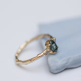 Symmetrical Branch Ring with Sapphire and Diamonds
