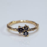 Trio changing color sapphire branch ring