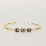 Raw Solid Bracelet with Square Meteorites and Diamonds
