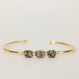 Raw Solid Bracelet with Square Meteorites and Diamonds