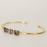Raw Solid Bracelet with Square Meteorites and Diamonds