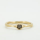 Raw Textured Ring with Buried Raw Diamond