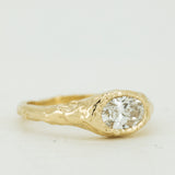 Raw Tapered Ring Liquid Texture with oval Lab Grown Diamond