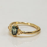 Raw Ring with Oval Parti Sapphire and Diamonds