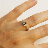 Raw Ring with Oval Parti Sapphire and Diamonds