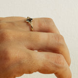 Raw Ring with Oval Parti Sapphire and Diamonds