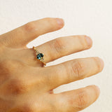 Raw Ring with Oval Parti Sapphire and Diamonds