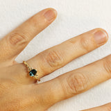 Raw Ring with Oval Parti Sapphire and Diamonds