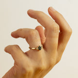 Raw Ring with Oval Parti Sapphire and Diamonds