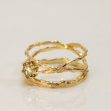 Three Crossed Branches with Champagne Diamond