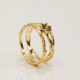 Three Crossed Branches with Champagne Diamond