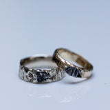 Raw textured rings with meteorites