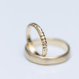 Thin Sculpted Ring and Smooth Raw Wedding Ring Set