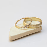 Bubble Branch Ring and Mountain Stripes Gold Wedding Band Set