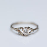 Asymmetrical Spreading Branch Ring with White Diamonds