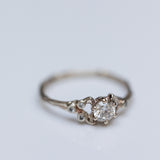 Asymmetrical Spreading Branch Ring with White Diamonds