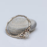 Asymmetrical Spreading Branch Ring with White Diamonds
