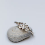 Asymmetrical Spreading Branch Ring with White Diamonds