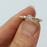 Symmetrical White Diamond Branch Ring
