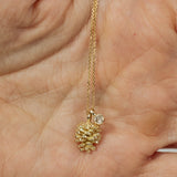 Halved Tiny Pincone  Pendant with Champagne Diamond
