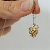 Halved Tiny Pincone  Pendant with Champagne Diamond