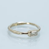 Raw Ring with a Horizontal Emerald Cut Lab-Grown Diamond