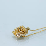 Halved Tiny Pincone  Pendant with Champagne Diamond