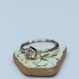 Solitaire branch ring & scattered diamonds