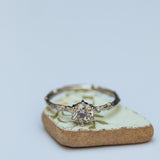 Solitaire branch ring & scattered diamonds