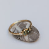 Green sapphire solitaire branch ring