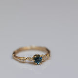 Bubbly sapphire & white diamonds branch ring