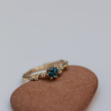 Bubbly sapphire & white diamonds branch ring