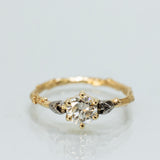 Triple-Stone Ring with Diamond and Meteorites