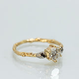 Triple-Stone Ring with Diamond and Meteorites