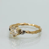 Triple-Stone Ring with Diamond and Meteorites
