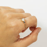 Triple-Stone Ring with Diamond and Meteorites