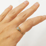 Triple-Stone Ring with Diamond and Meteorites