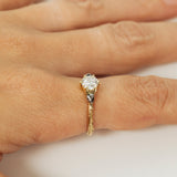 Triple-Stone Ring with Diamond and Meteorites