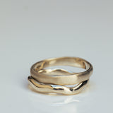 Raw Textured ZigZag and Smooth Raw Wedding Ring Set