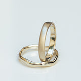 Raw Textured ZigZag and Smooth Raw Wedding Ring Set